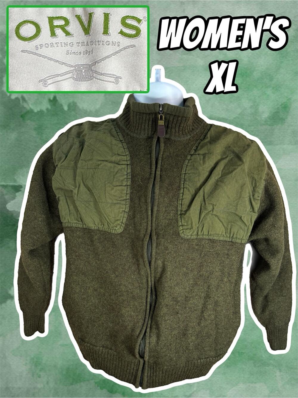 Orvis Vintage Women's Jacket Green 100% Wool size XL